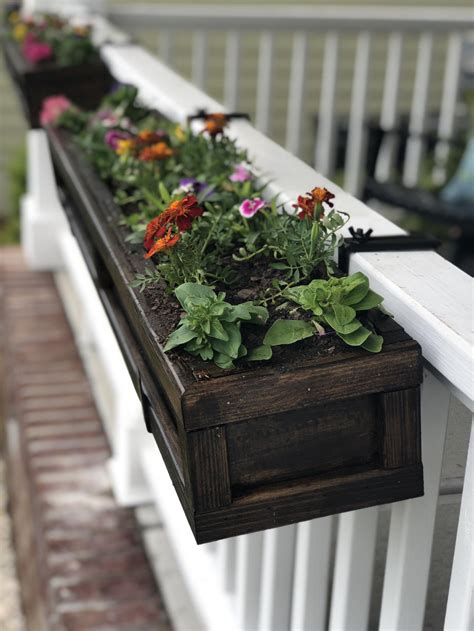 flower boxes for metal railings|wood railing planter boxes.